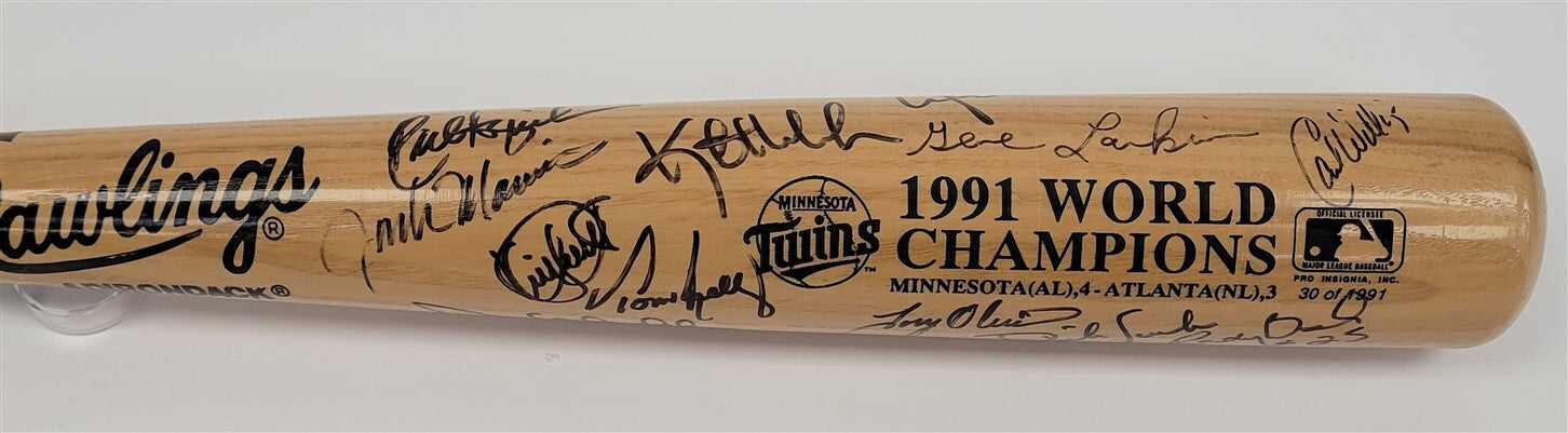 1991 Minnesota Twins World Series Champs Team Signed Baseball Bat Beckett COA