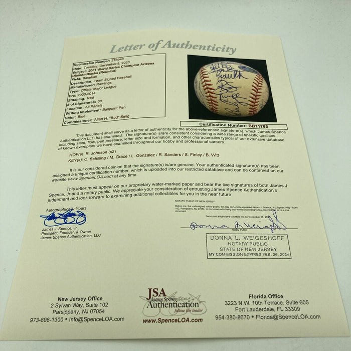 RARE 2001 Arizona Diamondbacks World Series Champs Team Signed Baseball JSA COA
