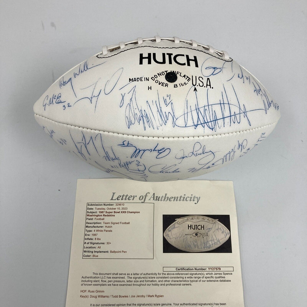 1987 Washington Redskins Super Bowl Champs Team Signed Football JSA COA