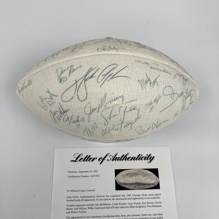 1985 Super Bowl Champs Chicago Bears Team Signed Football Walter Payton PSA DNA