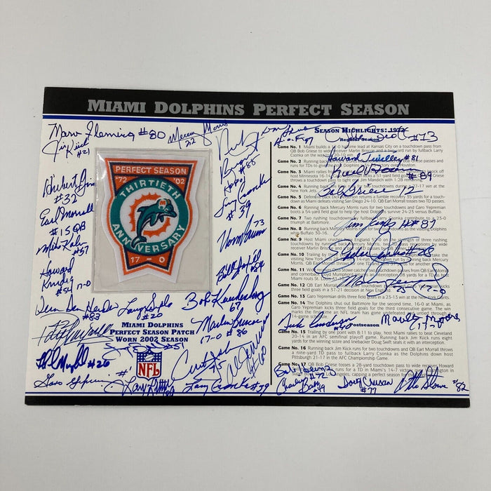 1972 Miami Dolphins Super Bowl Champs Team Signed Commemorative Patch JSA COA