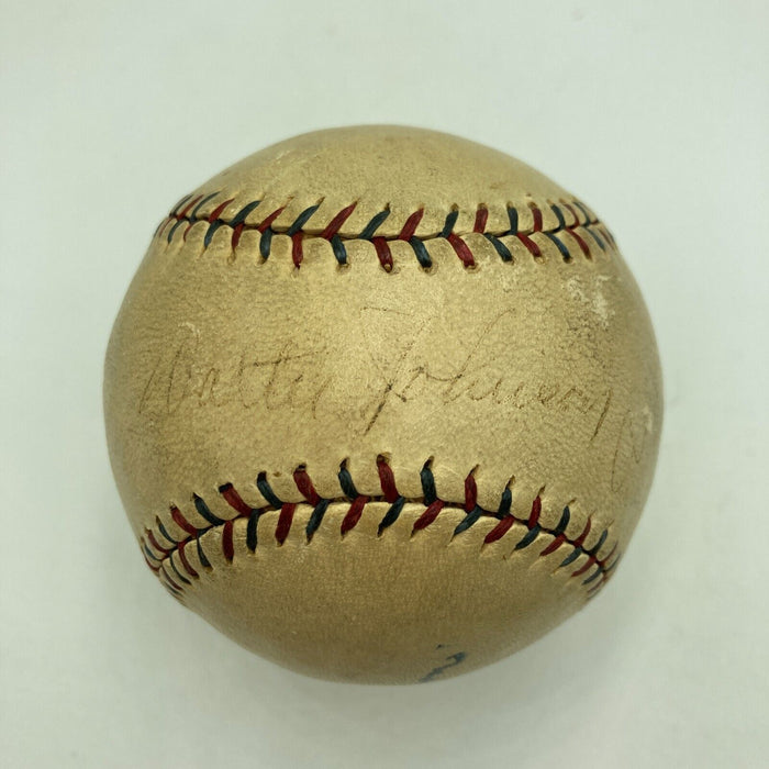 Walter Johnson Single Signed 1927 Official American League Baseball Beckett COA