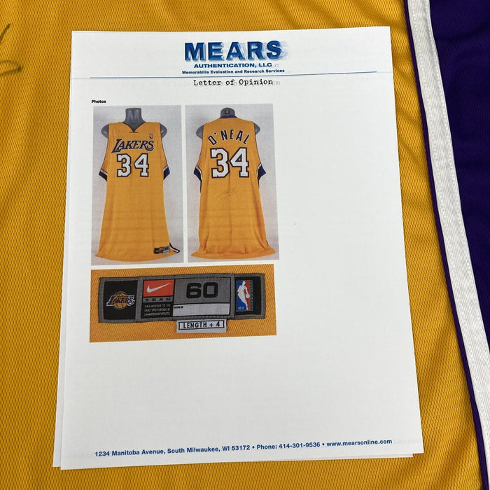 2003-04 Shaquille O'Neal Los Angeles Lakers Game Used Signed Jersey MEARS COA