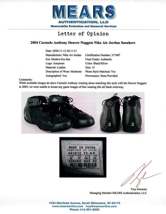 2004 Rookie-Era Signed Game Used Jordan Sneakers JSA & MEARS