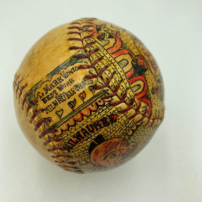 Warren Spahn Hand Painted George Sosnak Folk Art Signed Baseball