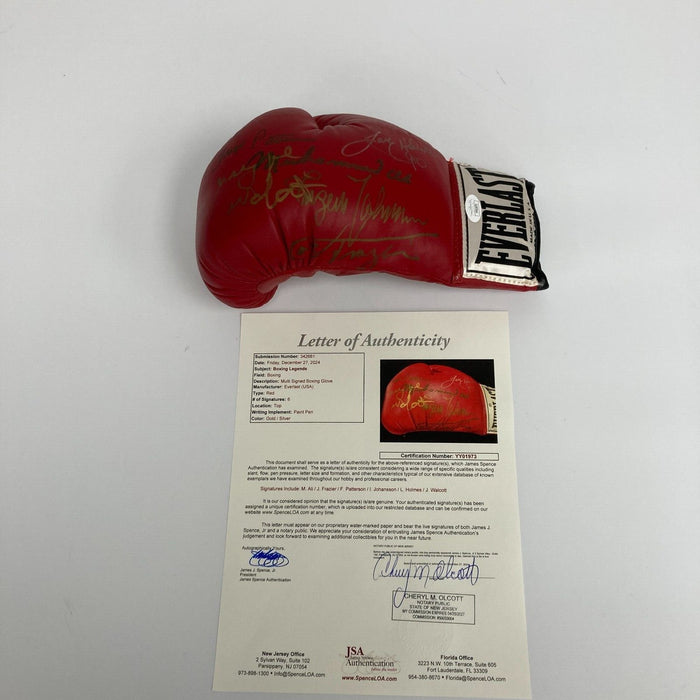 Muhammad Ali Joe Frazier Jersey Joe Walcott Larry Holmes Signed Boxing Glove JSA