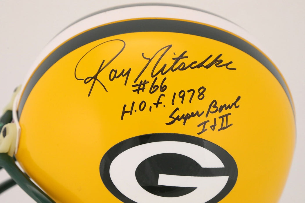 Ray Nitschke "H.O.F. 1978 Super Bowl I & II" Signed Green Bay Packers Helmet PSA