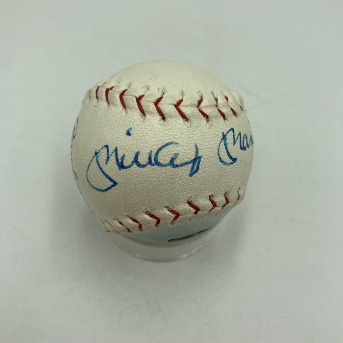 Rare Mickey Mantle Signed Art Mini American League Baseball JSA COA