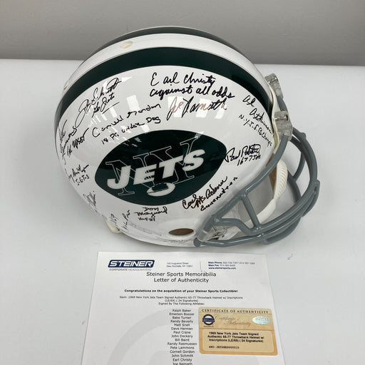 1969 New York Jets Super Bowl Champs Team Signed Authentic Game Helmet Steiner