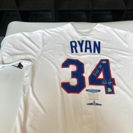 Nolan Ryan "Hall Of Fame 1999" Signed Nike Texas Rangers Jersey Beckett COA