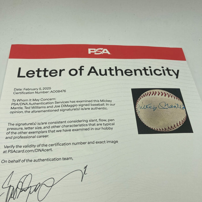 Mickey Mantle Joe Dimaggio Ted Williams Hank Aaron Signed Baseball PSA DNA & JSA