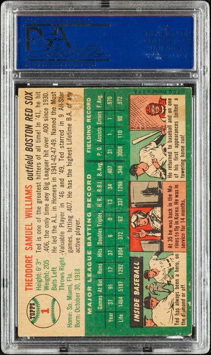 1954 Topps Ted Williams #1 Signed Autographed Baseball Card PSA DNA