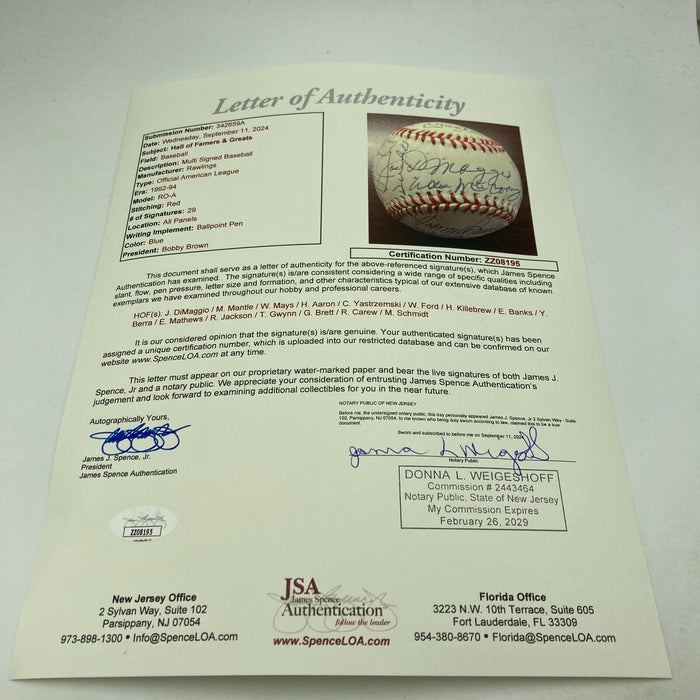 Stunning Mickey Mantle Joe Dimaggio 500 Home Run 3,000 Hits Signed Baseball