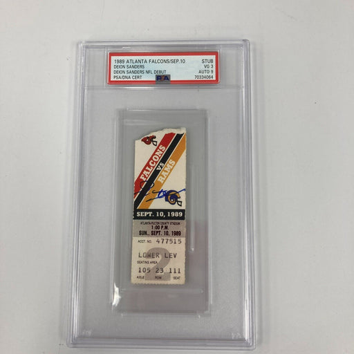 Deion Sanders Signed NFL Debut Ticket September 10, 1989 PSA DNA Auto MINT 9