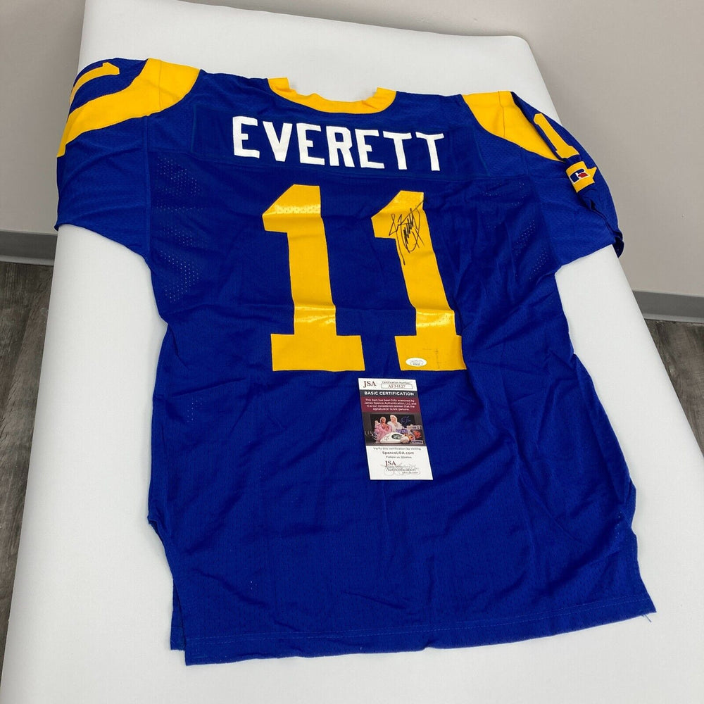 Jim Everett Signed Los Angeles Rams Authentic Russell Game Model Jersey JSA COA