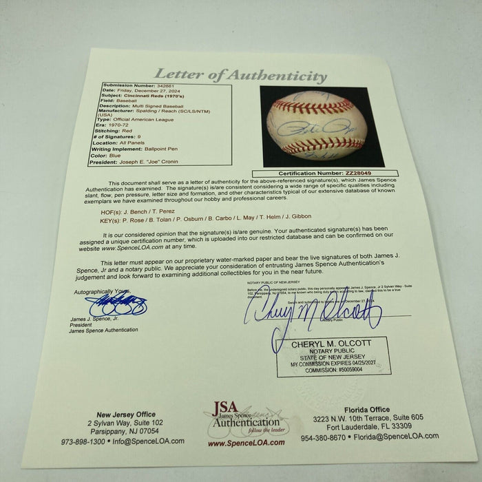 Pete Rose Johnny Bench 1970 Cincinnati Reds Big Red Machine Signed Baseball JSA
