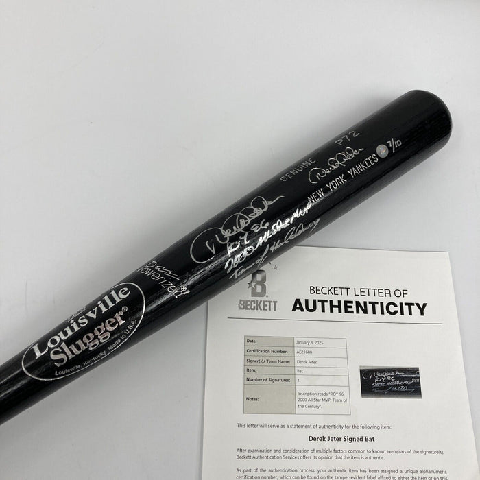 Derek Jeter "1996 ROY, 2000 All Star MVP Team Of The Century" Signed Bat Beckett