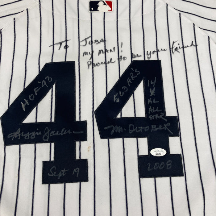 Reggie Jackson Signed Heavily Inscribed STATS New York Yankees Jersey JSA