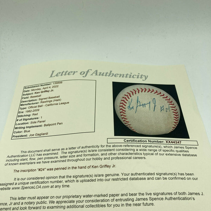 Incredible Ken Griffey Jr. #24 Pre Rookie 1988 Signed Minor League Baseball JSA