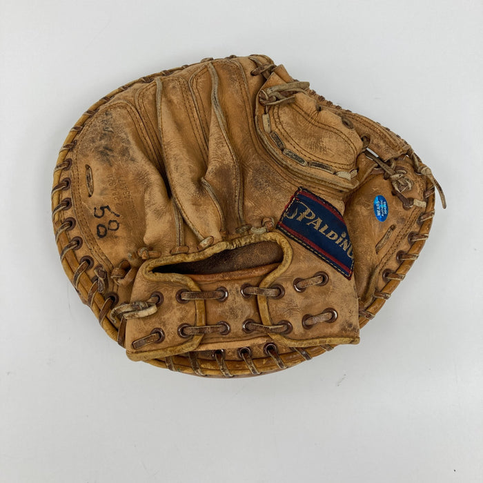 Joe Pignatano 1957 Brooklyn Dodgers Signed Spalding Game Used Catcher's Mitt JSA