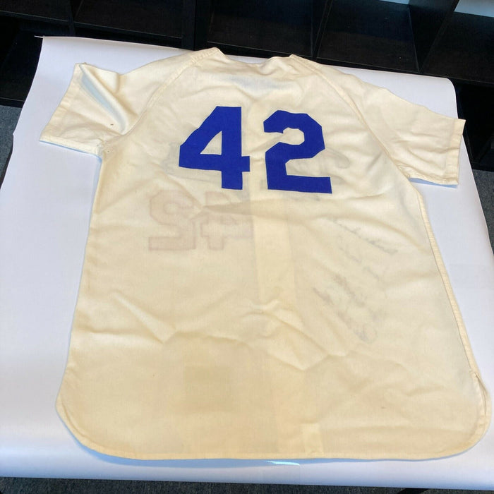 Sandy Koufax Don Drysdale Signed Jackie Robinson Brooklyn Dodgers Jersey JSA COA