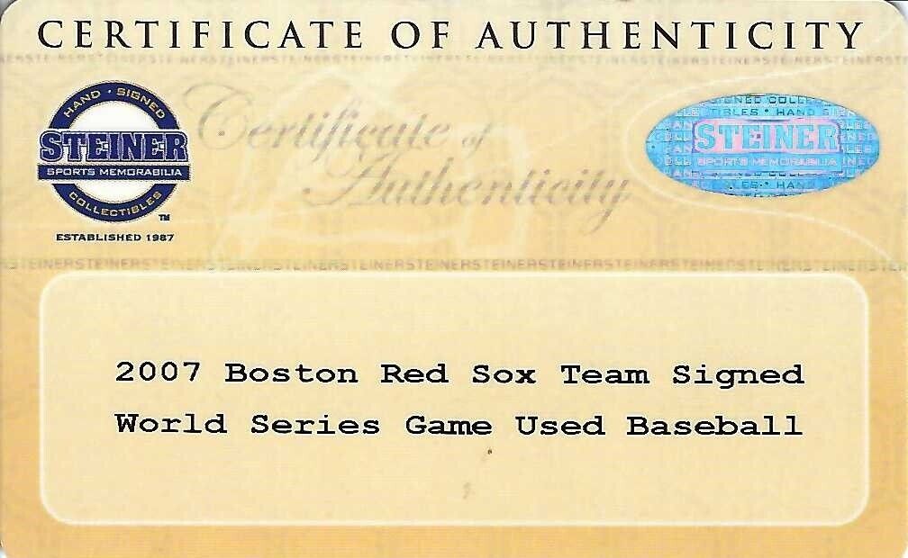 2007 Boston Red Sox W.S. Champs Team Signed Game Used World Series Baseball PSA