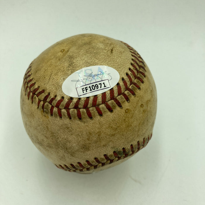 Sal Maglie Signed 9-17-1950 "Sal Maglie Day" Game Used Baseball JSA Sticker