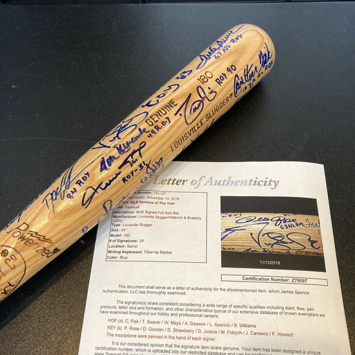 Rookie Of The Year Winners Signed Bat With Willie Mays "ROY 1951" 24 Sigs JSA