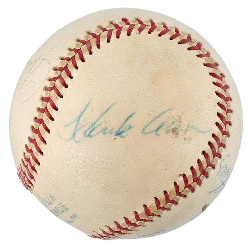 Hank Aaron Eddie Mathews Signed Vintage 1973 American League Cronin Baseball JSA
