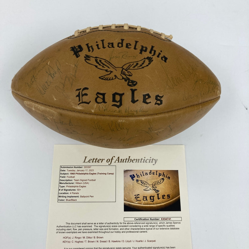 1968 Philadelphia Eagles Signed Vintage Wilson Football 50+ Sigs JSA COA