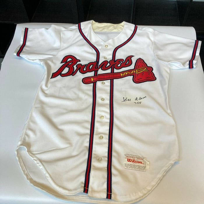Hank Aaron 755 Home Run Signed Authentic Atlanta Braves Game Model Jersey JSA