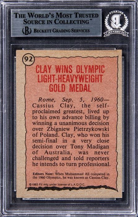 1983 Topps Greatest Olympians Cassius Clay Muhammad Ali Signed Boxing Card BGS