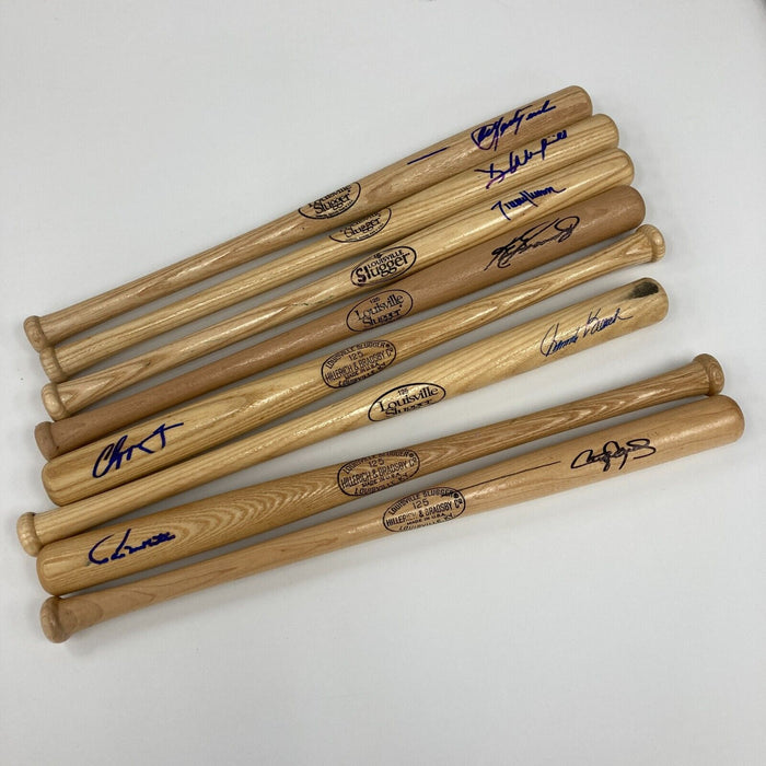 (8) Facsimile Signed Mini Baseball Bats Ken Griffey Jr & Chipper Jones