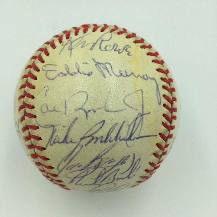 1985 Baltimore Orioles Team Signed Baseball Cal Ripken Jr Eddie Murray Weaver