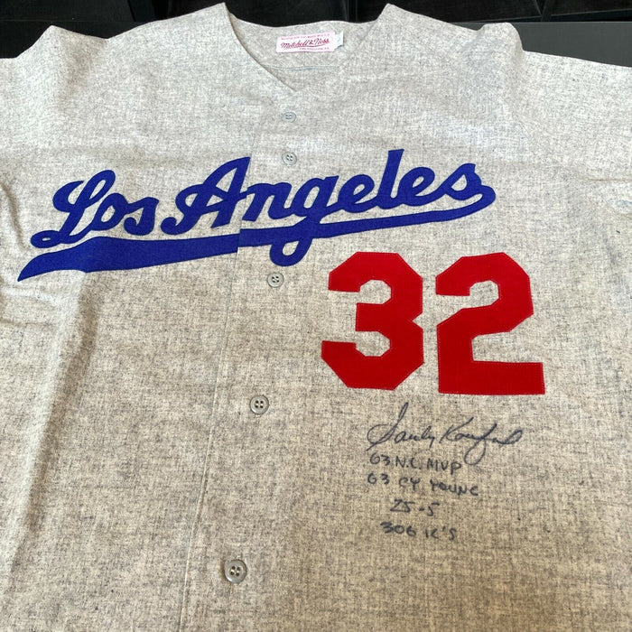 Sandy Koufax Cy Young MVP Signed Heavily Inscribed STATS Dodgers Jersey JSA COA