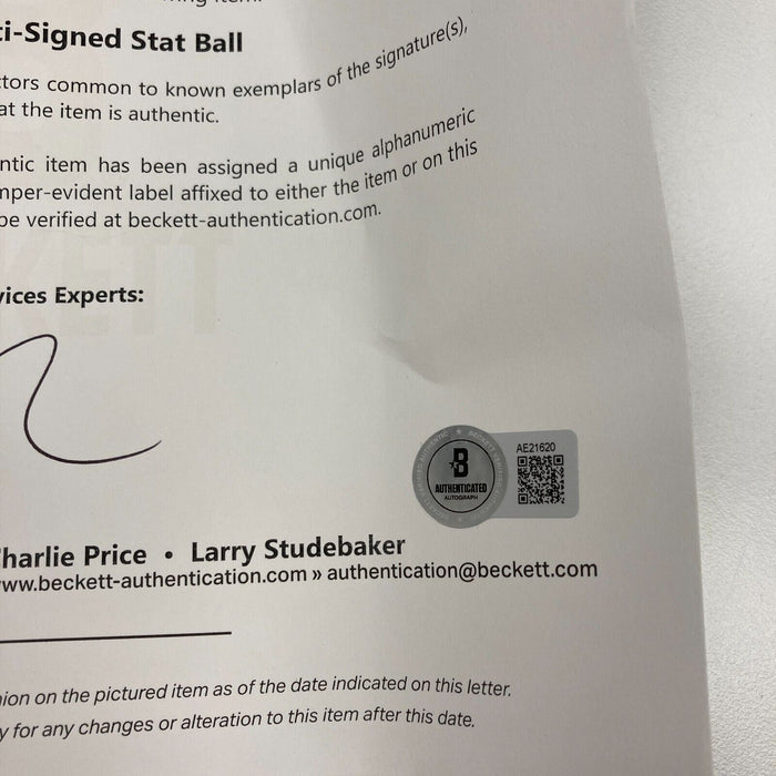 Pete Rose Signed Inscribed STAT Baseball With 6 Signatures! Beckett COA