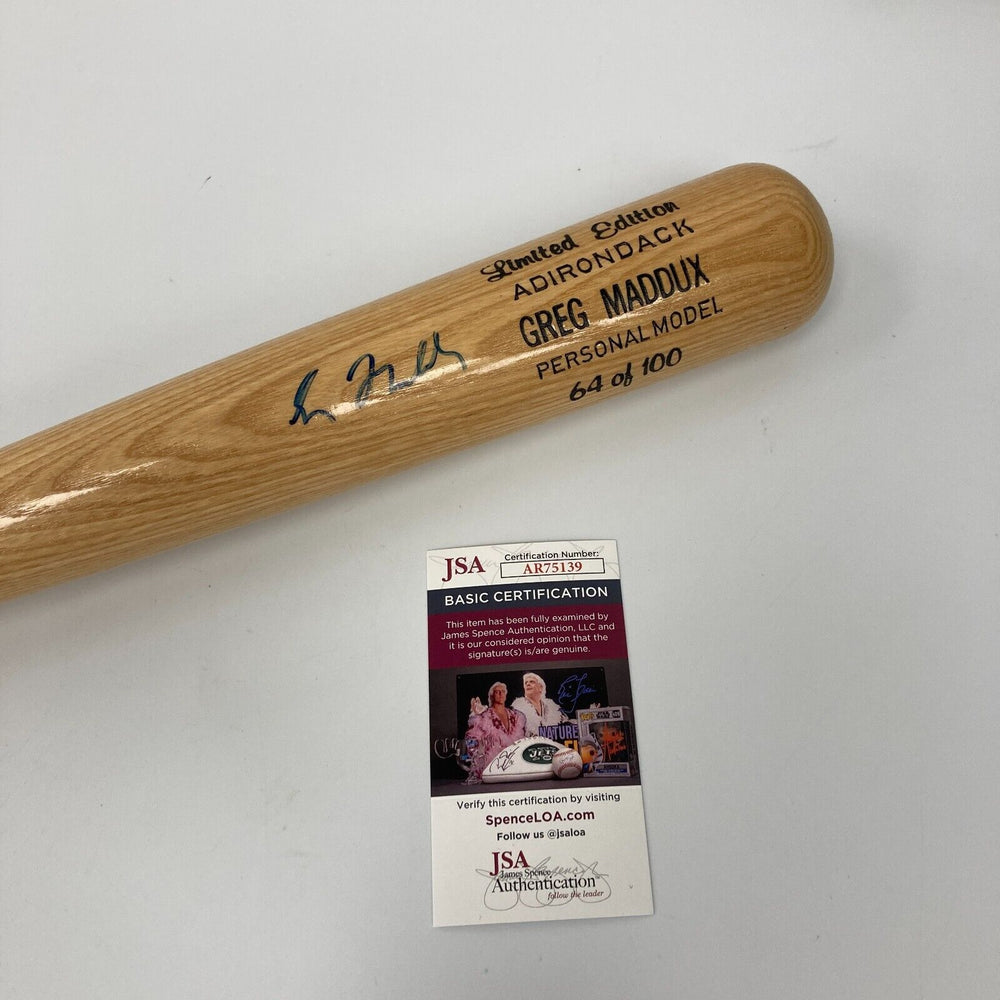 Greg Maddux Signed Adirondack Game Model Baseball Bat JSA COA