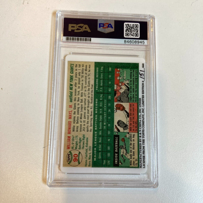 1954 Topps Willie Mays Signed Autographed Porcelain RP RC Baseball Card PSA DNA