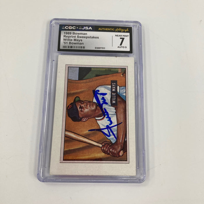 Willie Mays Signed 1989 Bowman 1951 Bowman RC CGS JSA Auto 9 MINT