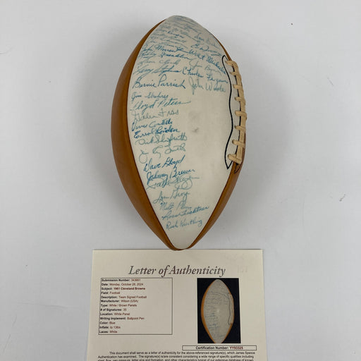 1961 Cleveland Browns Team Signed Wilson NFL Football 35 Sigs Jim Brown JSA COA