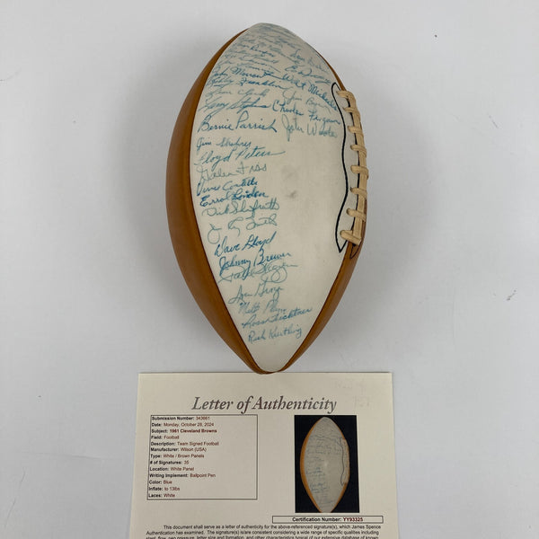 1961 Cleveland Browns Team Signed Wilson NFL Football 35 Sigs Jim Brown JSA COA