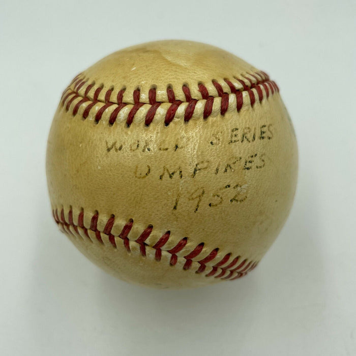 1952 World Series Game Used Baseball Signed By Umpires Yankees Dodgers JSA COA