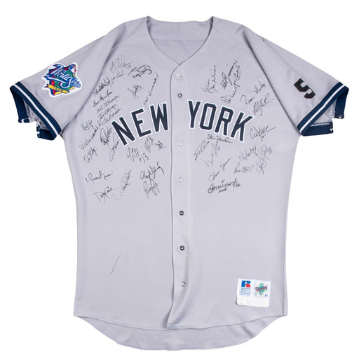 1999 Yankees Team Signed World Series Game Used Jersey Derek Jeter Beckett COA