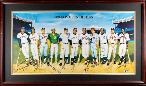 Beautiful 500 Home Run Club Signed Large Litho Mickey Mantle Ted Williams JSA