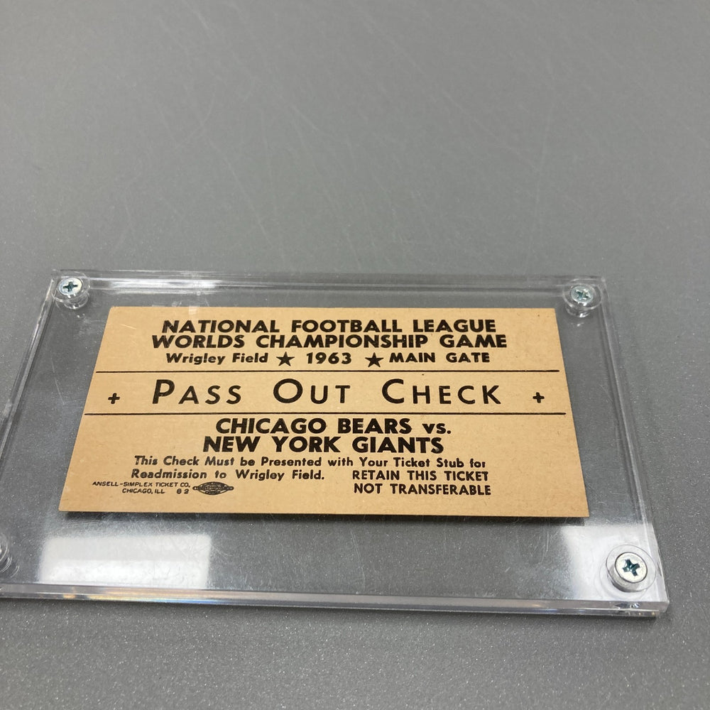 1963 NFL CHAMPIONSHIP FOOTBALL TICKET STUB BEARS GIANTS WRIGLEY FIELD PASS OUT