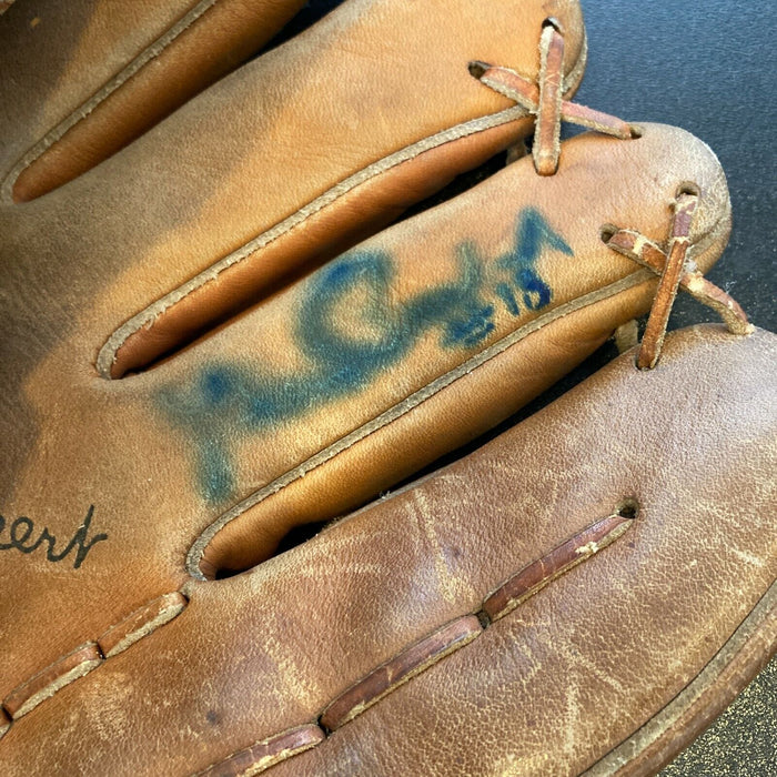 Glen Beckert Signed 1960's Game Model Baseball Glove 1969 Chicago Cubs JSA COA