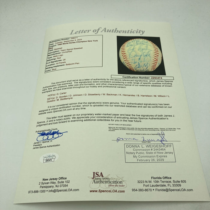 Vintage 1986 New York Mets World Series Champs Team Signed Baseball JSA COA