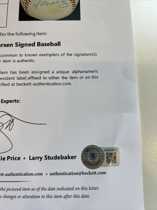Roy Halladay & Don Larsen Post Season No Hitters Signed Baseball Beckett COA