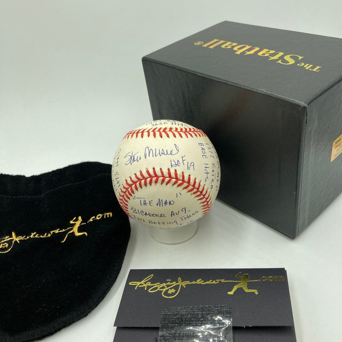 Beautiful Stan Musial Signed Heavily Inscribed Career STAT Baseball RJ COA