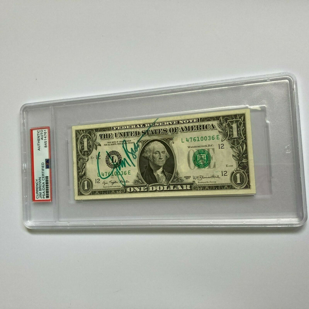 Jim Brown Signed Autographed $1 One Dollar Bill PSA DNA COA NFL